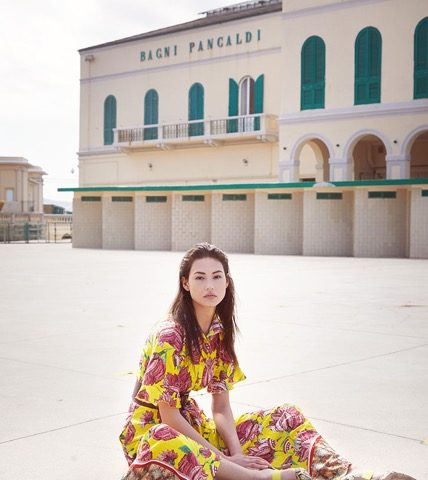 Palazzo Pancaldi e lo stabilimento balneare Pancaldi come location del servizio fotografico per il brand internazionale di abbigliamento Maryley.