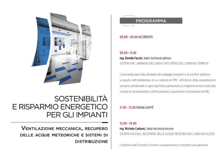 Congresso di aggiornamento sulla Sostenibilità ed il risparmio energetico per gli impianti